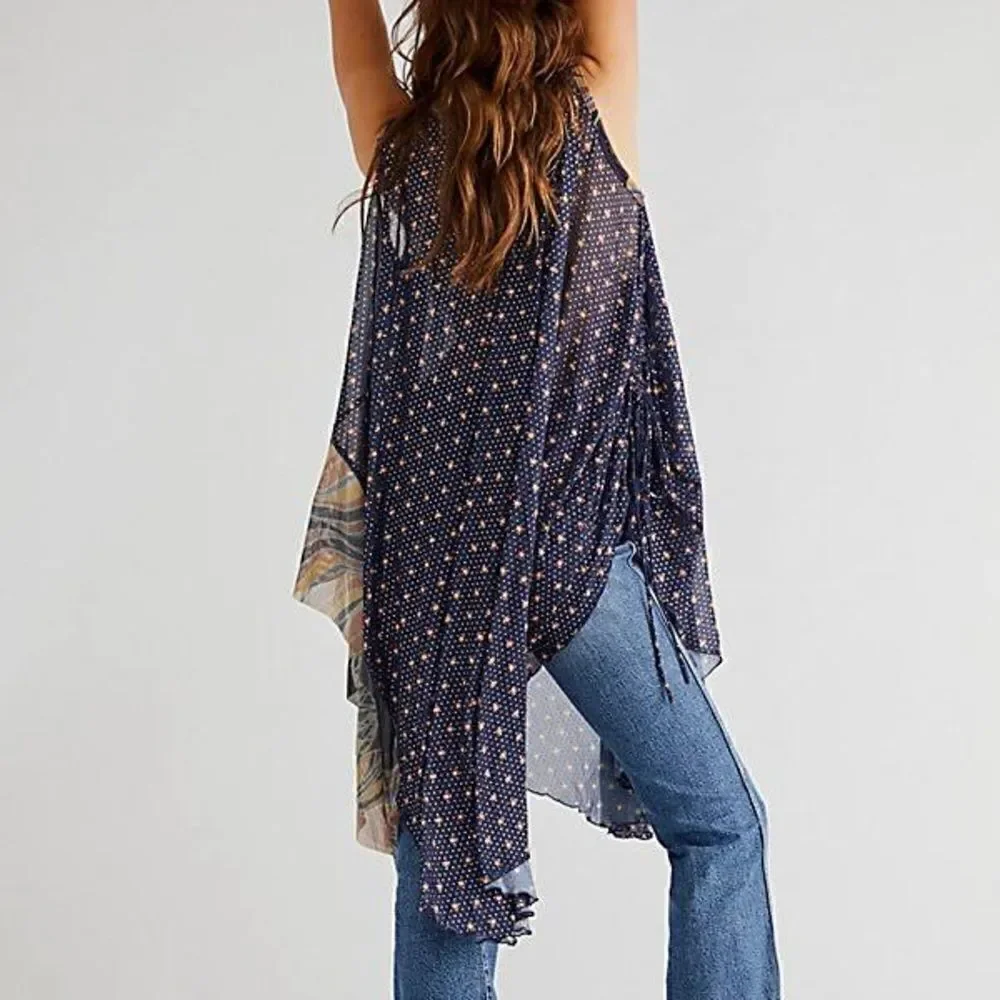 Free People - Kimono dress ruffle v-neck swiming cover up size M/L